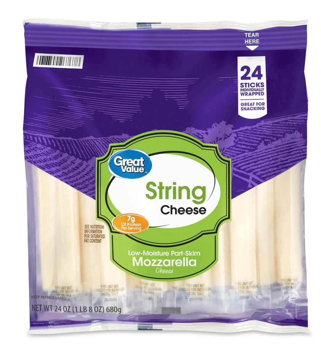 Great Value Mozzarella String Cheese - 24 oz