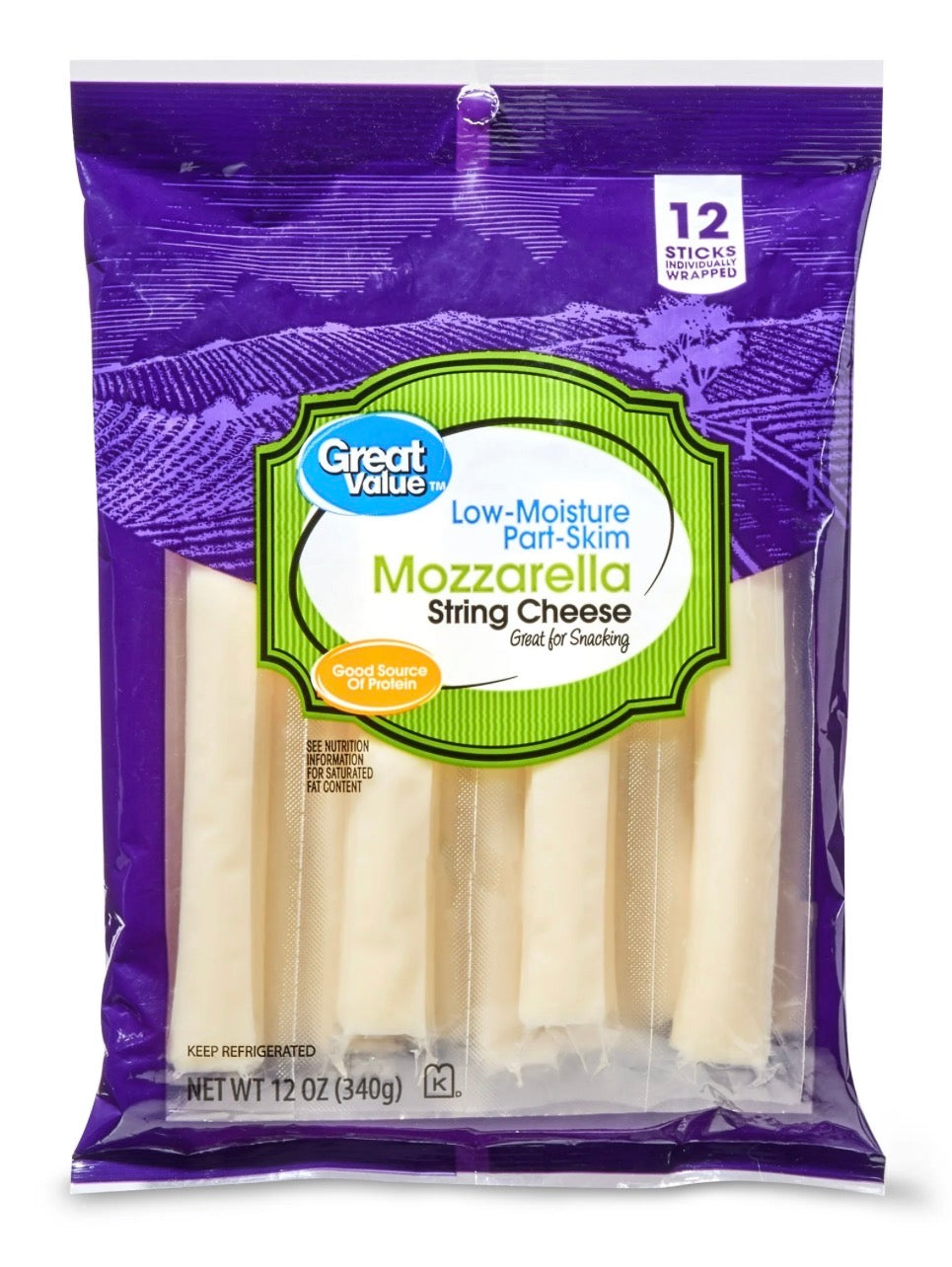 Great Value Mozzarella String Cheese - 12 oz