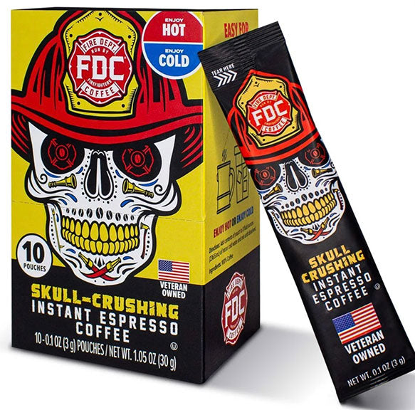 Fire Dept Skull-Crushing Instant Espresso Coffee (10 pack) - 1.05 oz
