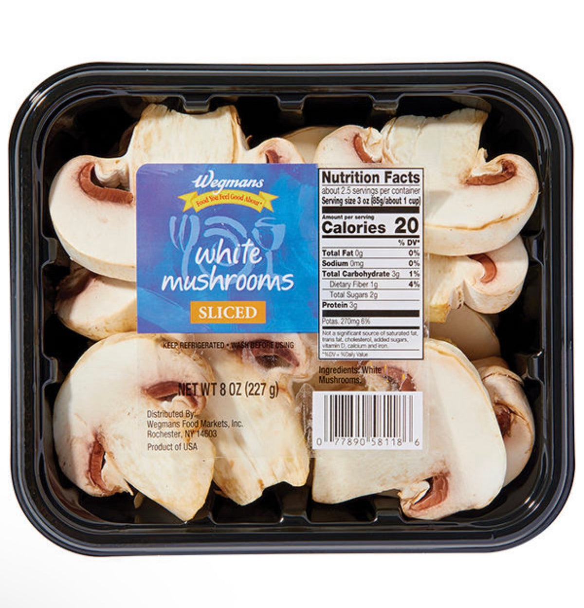Wegmans Sliced White Mushrooms 8 ounce