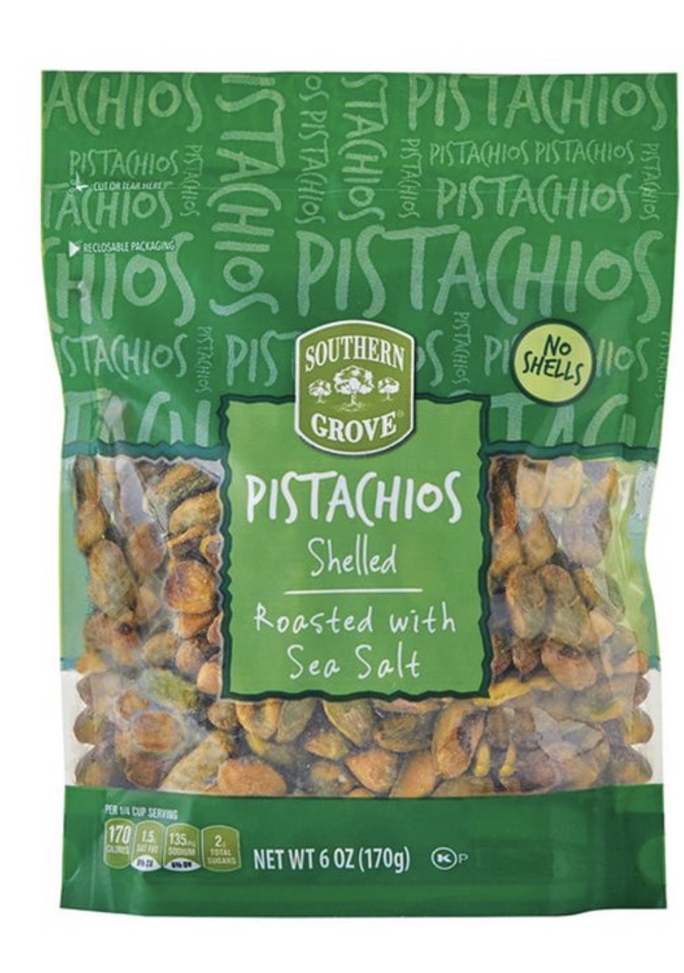 Southern Grve Shelled Pistachios Roasted with Sea Salt 6 oz