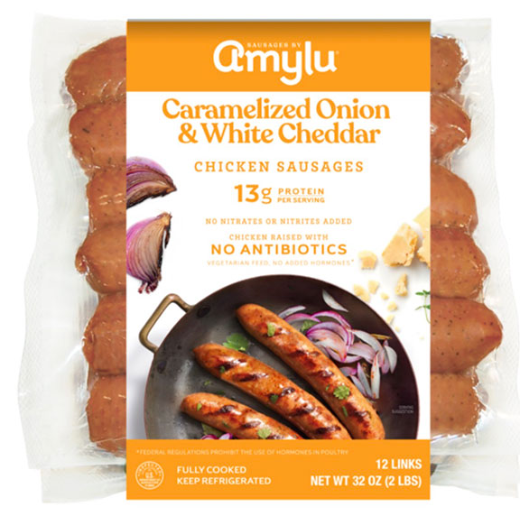 Amylu Carmelized Onion and White Cheddar Chicken Sausages - 32 oz