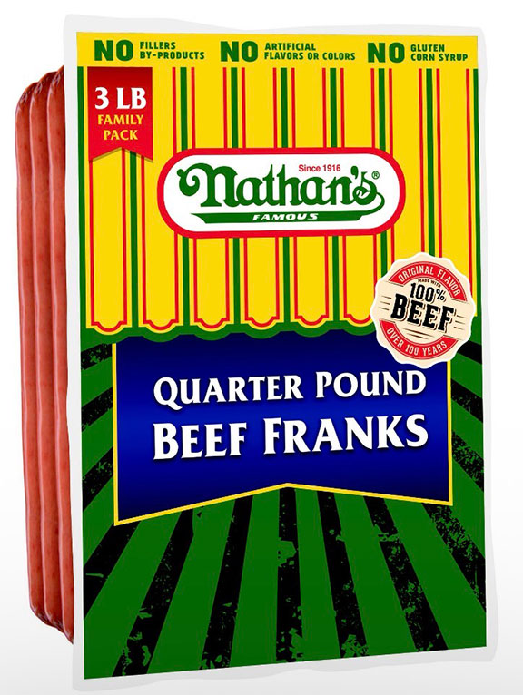 Nathan's Quarter Pound Beef Franks - 3 lbs
