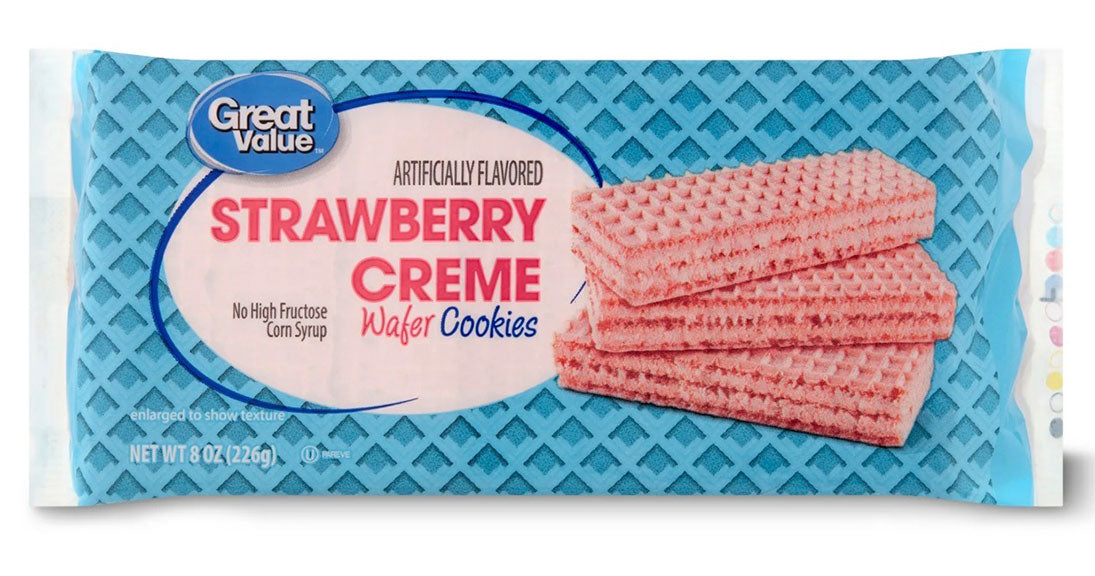 Great Value Strawberry Creme Wafer Cookies - 8 oz